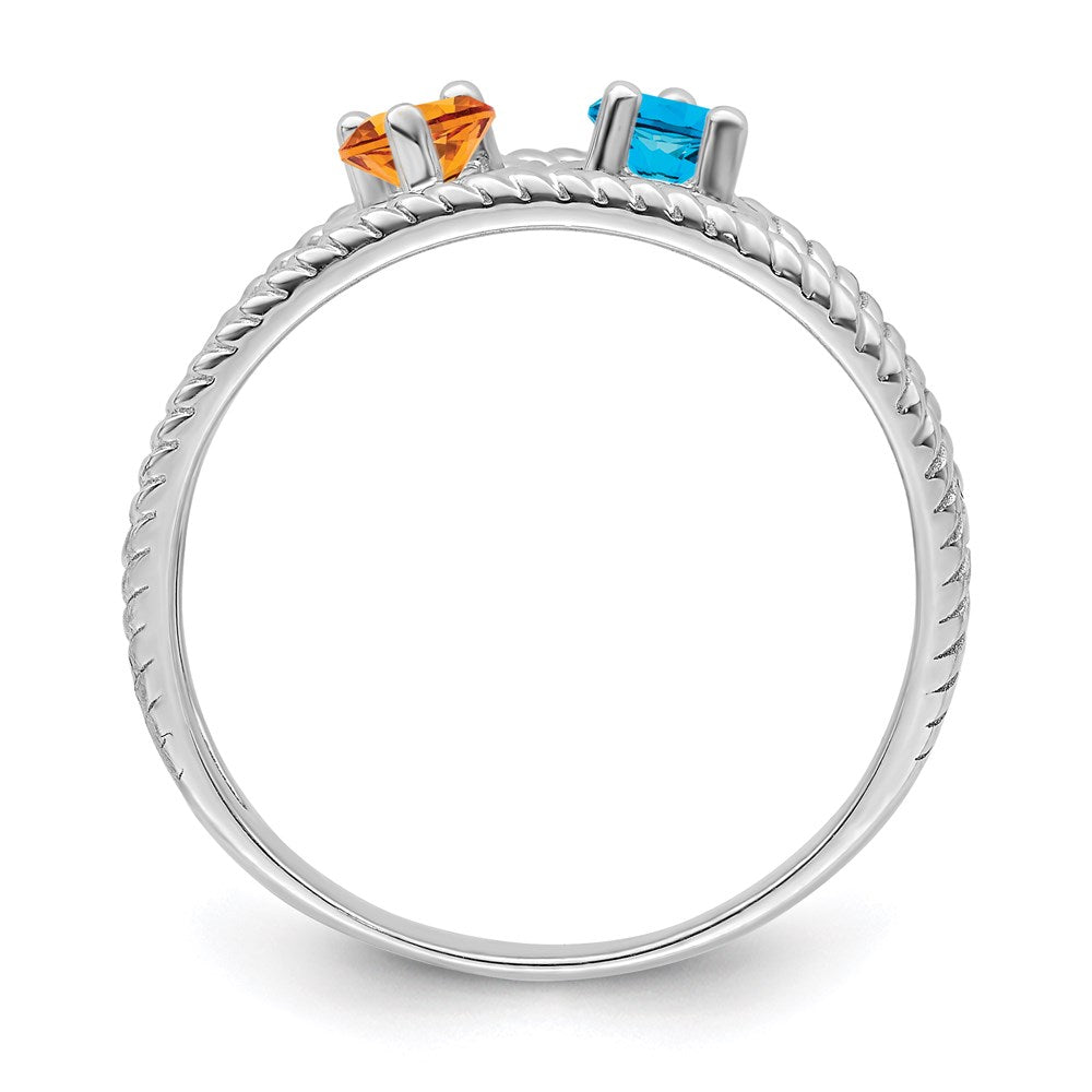 14k White Gold Synthetic Family Jewelry Ring
