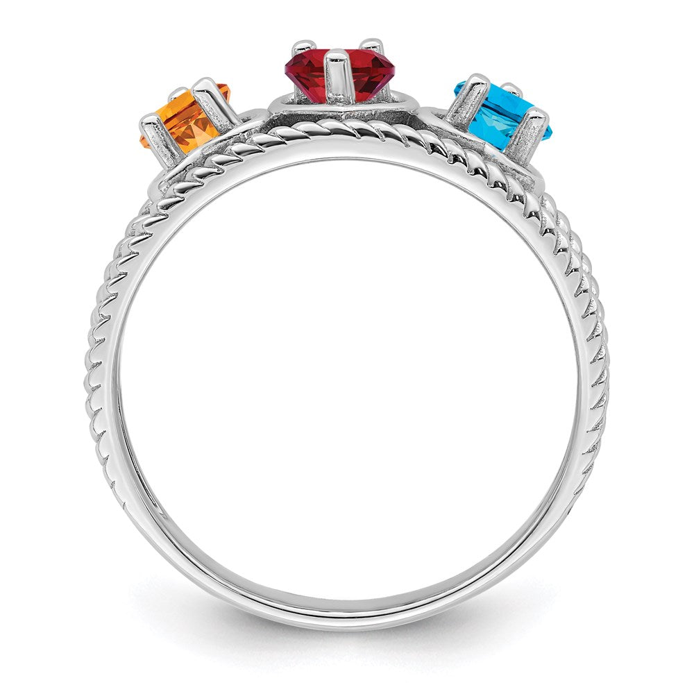 14k White Gold Synthetic Family Jewelry Ring