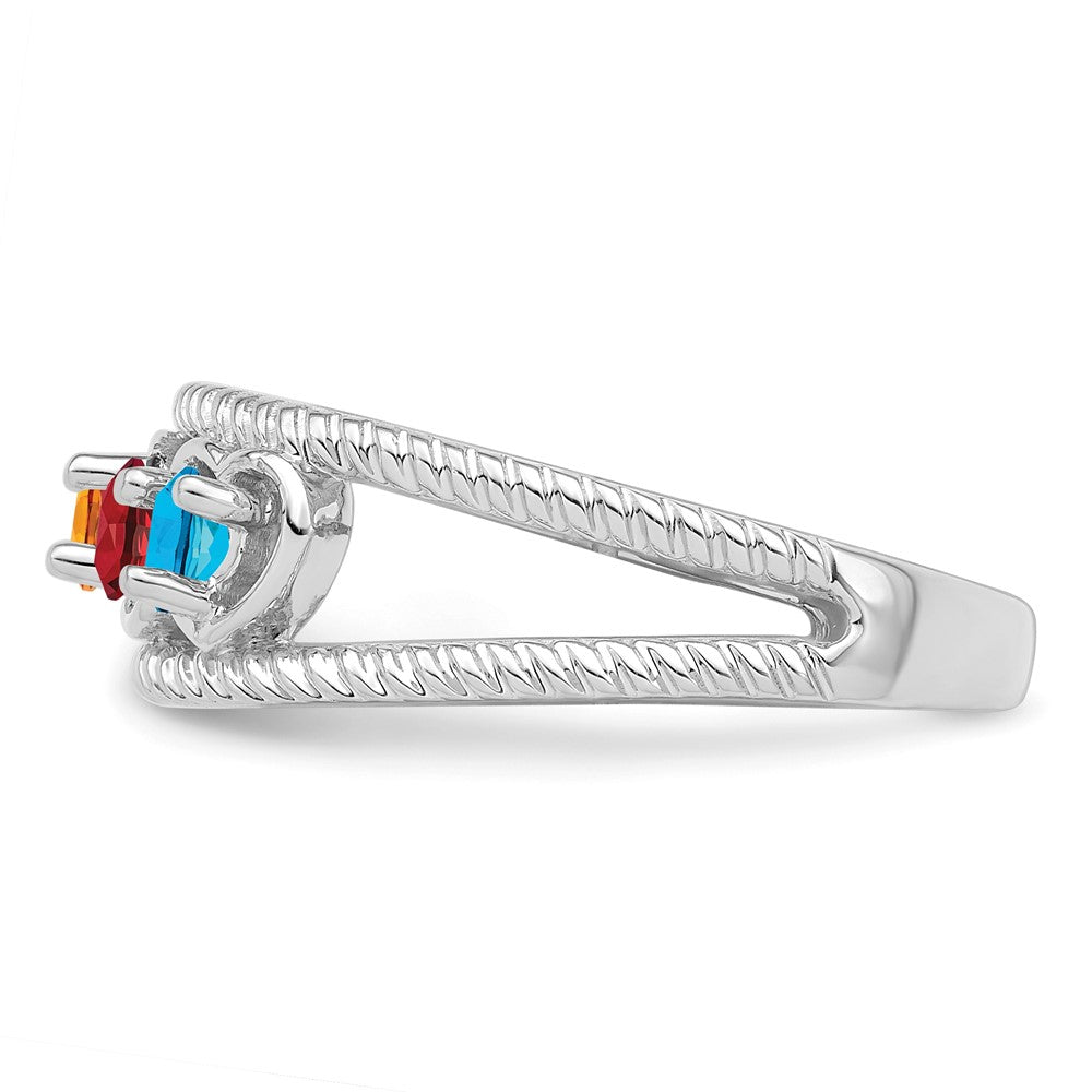14k White Gold Synthetic Family Jewelry Ring