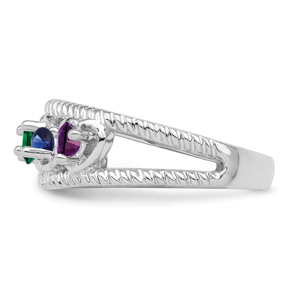 14k White Gold Synthetic Family Jewelry Ring