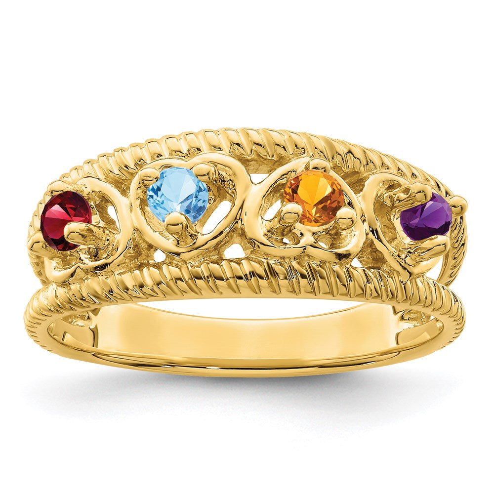 14k Synthetic Family Jewelry Ring
