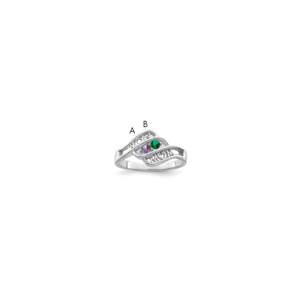 10k White Gold Synthetic Family Jewelry Ring