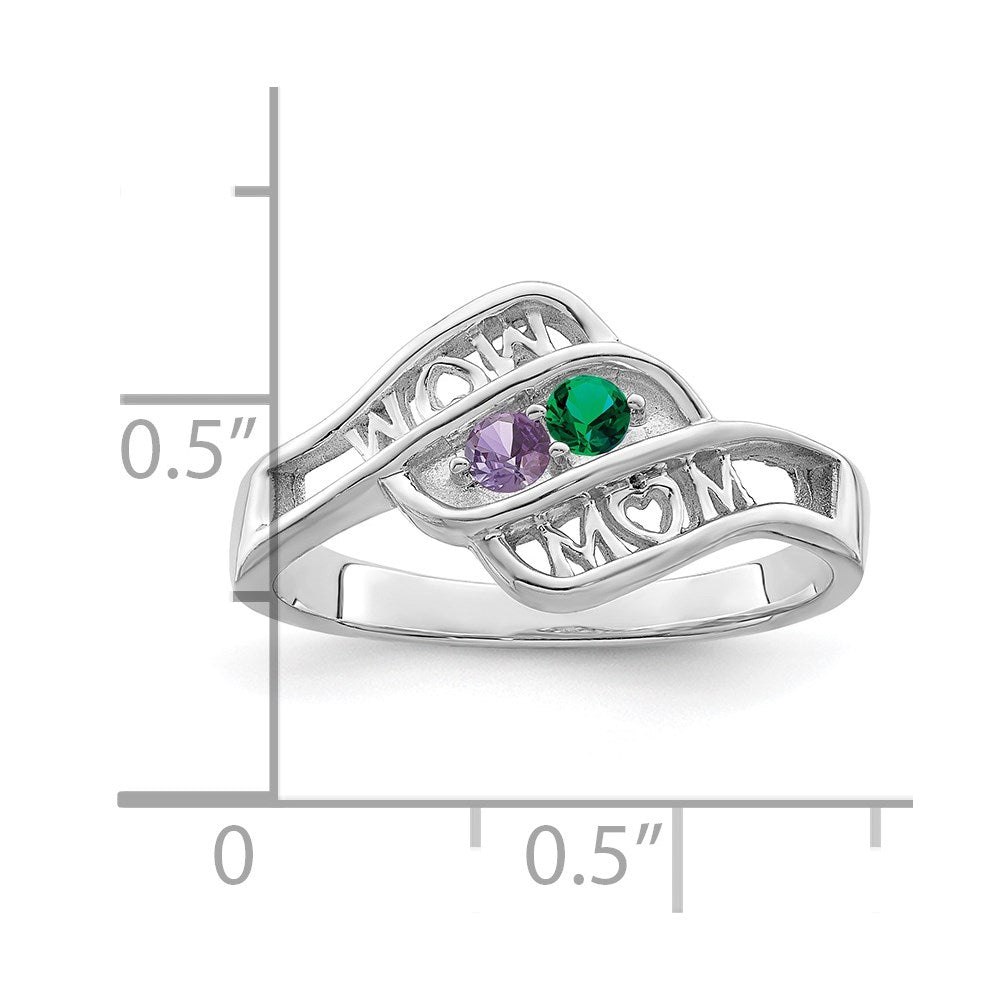 14k White Gold Synthetic Family Jewelry Ring