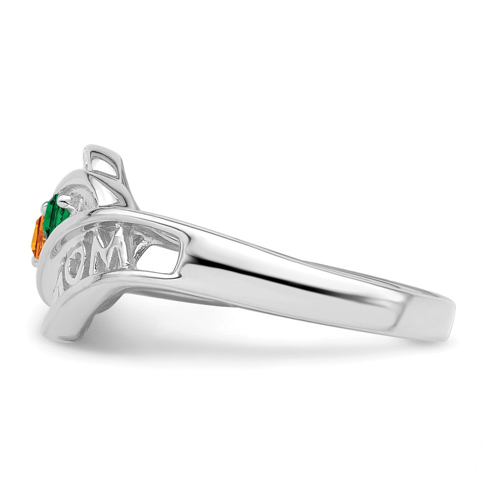 14k White Gold Synthetic Family Jewelry Ring