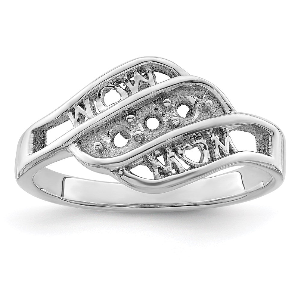 14k White Gold Synthetic Family Jewelry Ring