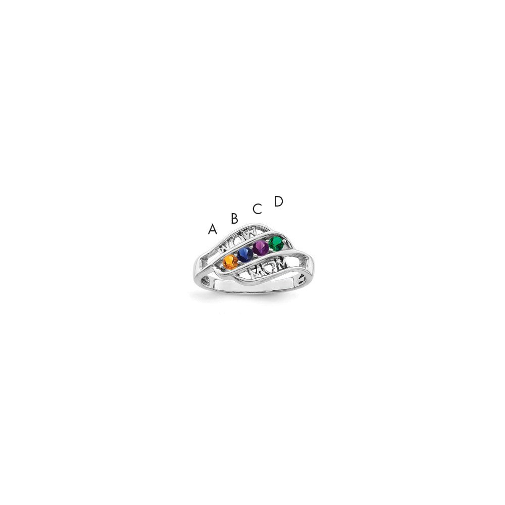 14k White Gold Synthetic Family Jewelry Ring