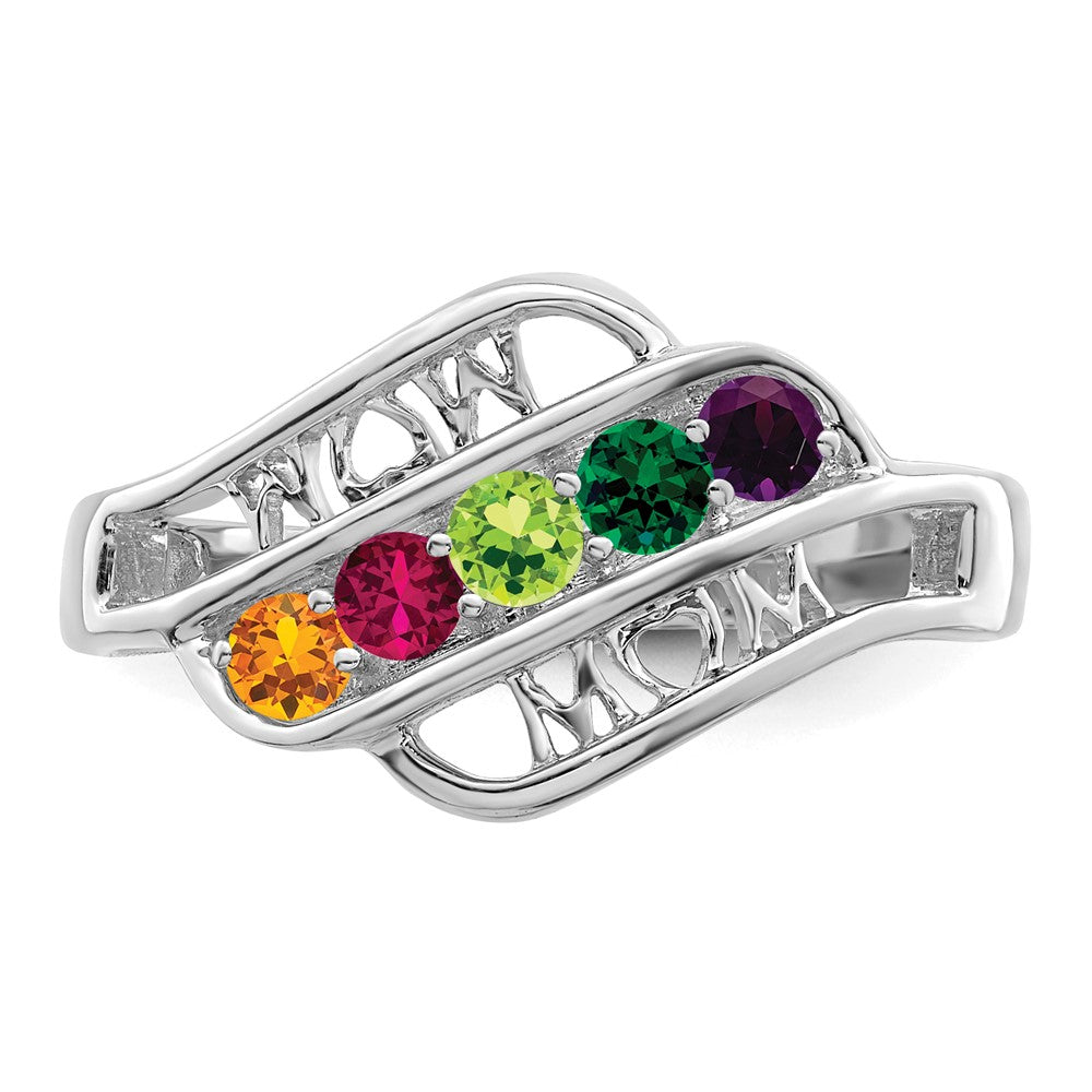 14k White Gold Genuine Family Jewelry Ring