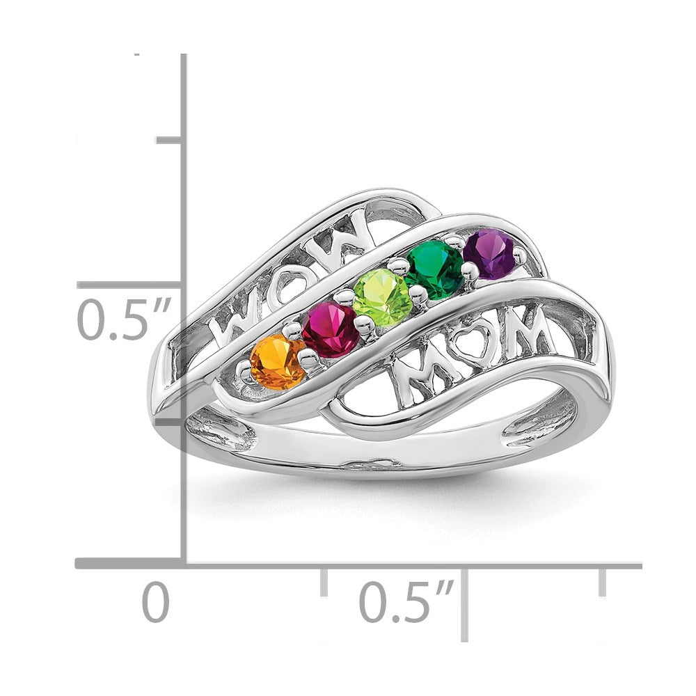 14k White Gold Synthetic Family Jewelry Ring