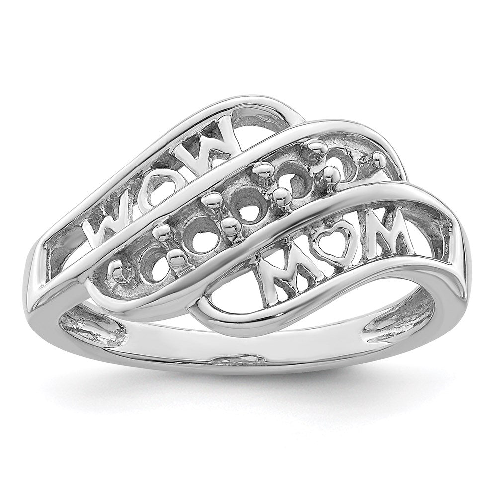 14k White Gold Synthetic Family Jewelry Ring
