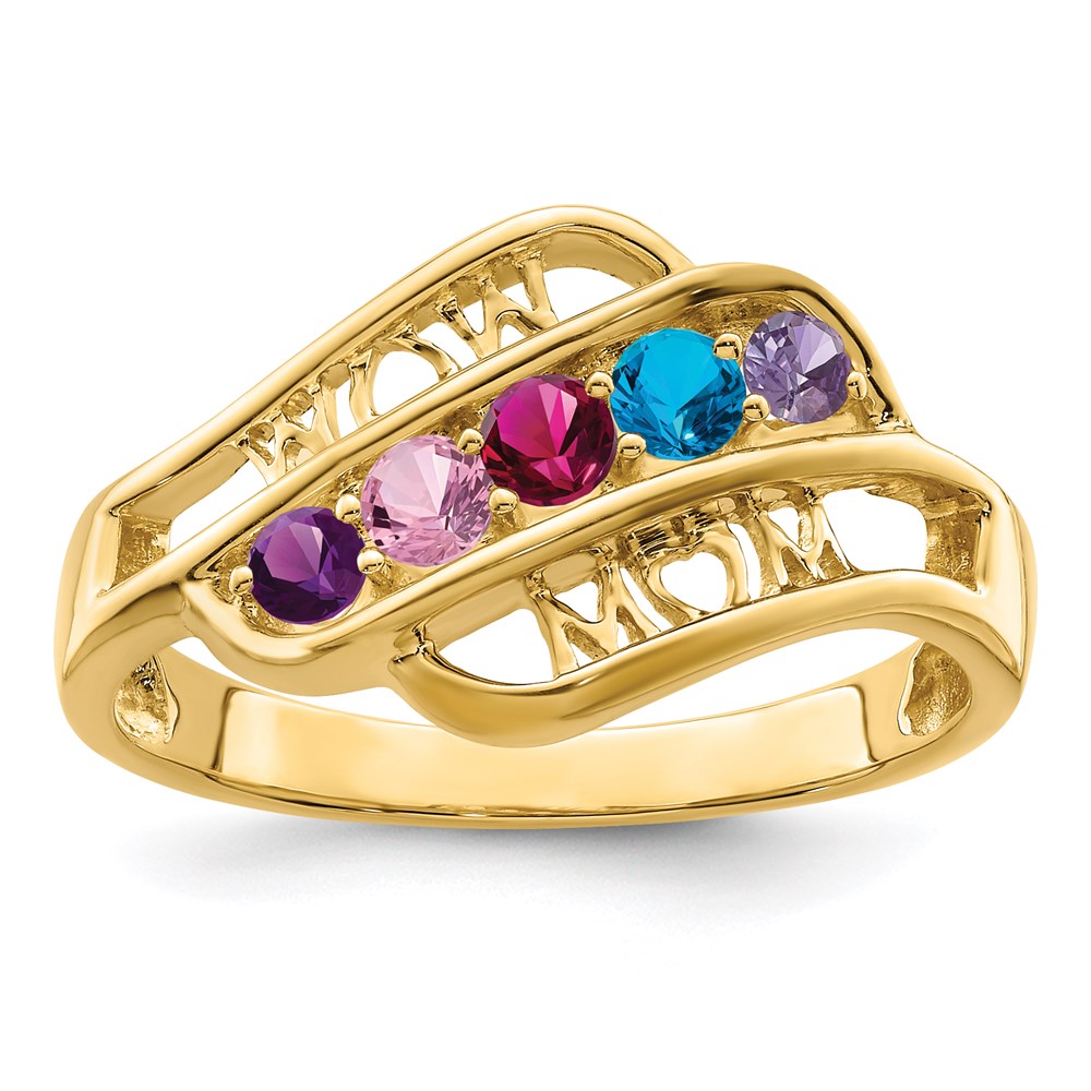 14k Synthetic Family Jewelry Ring