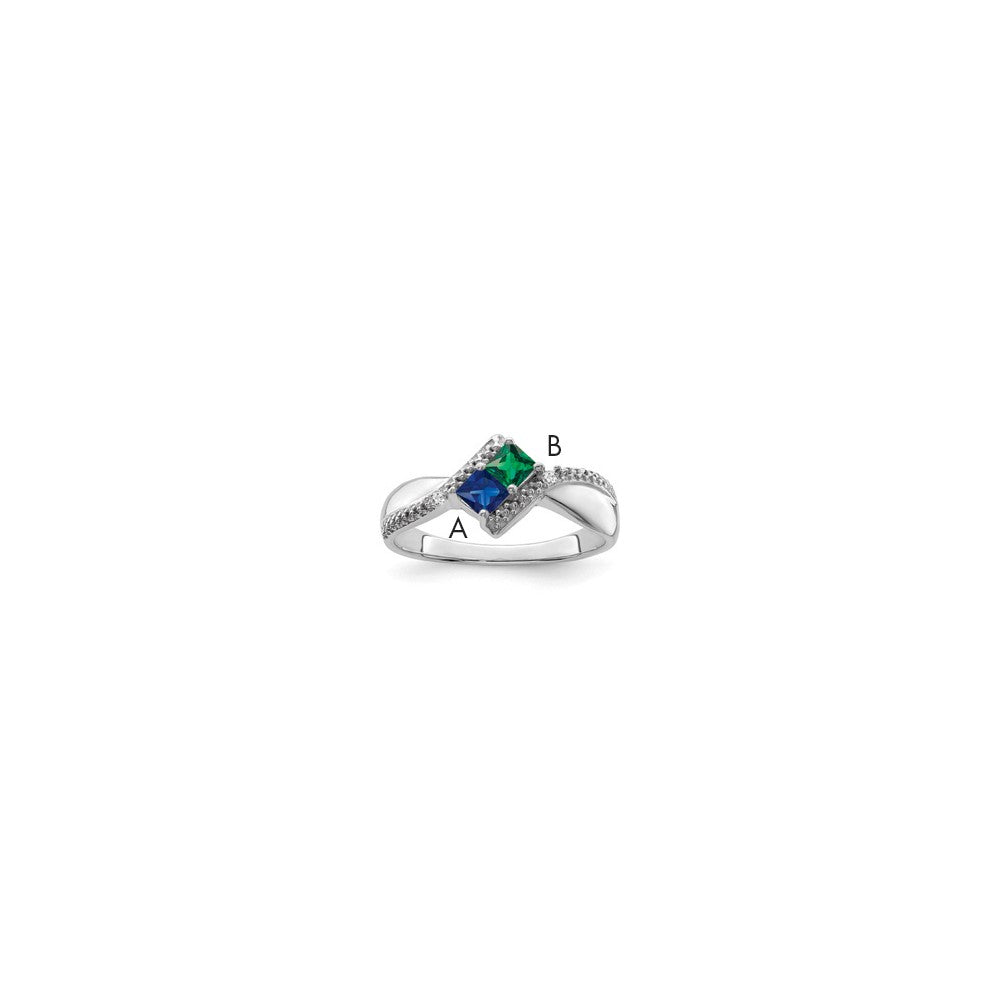 14k White Gold Synthetic Family Jewelry Ring