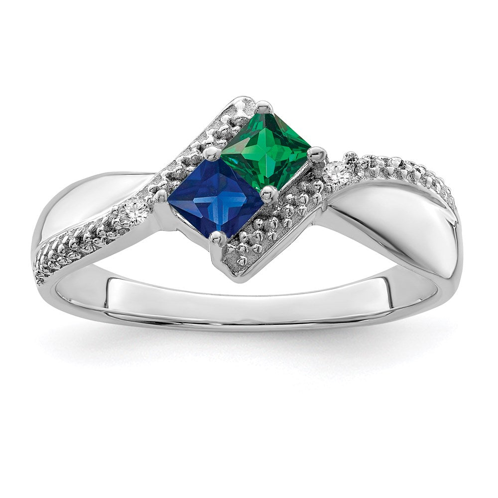 14k White Gold Synthetic Family Jewelry Ring