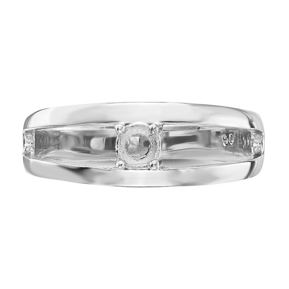 14k White Gold Polished 1-Stone Mothers Ring Mounting