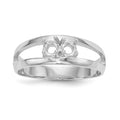 14k White Gold Polished 2-Stone Mothers Ring Mounting