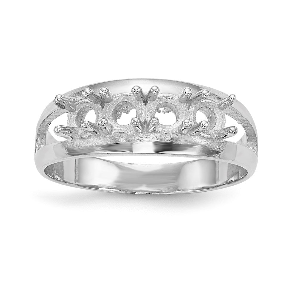 14k White Gold Polished 4-Stone Mothers Ring Mounting