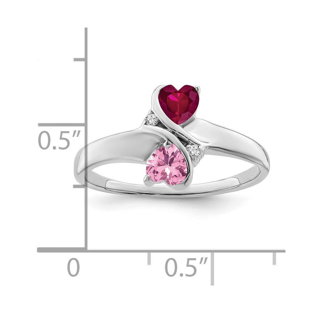 14k White Gold Synthetic Family Jewelry Ring