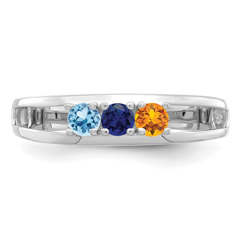 14k White Gold 3mm Synthetic Family Jewelry Ring