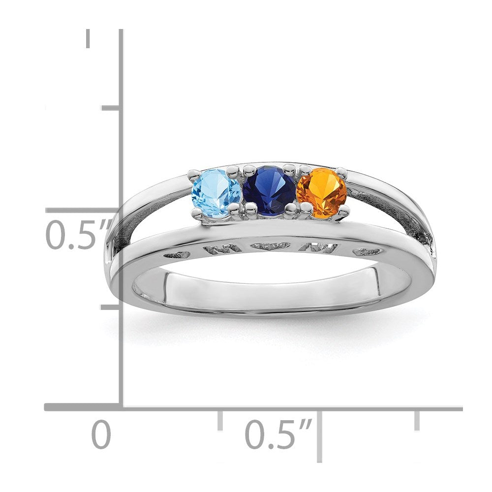 14k White Gold 3mm Synthetic Family Jewelry Ring