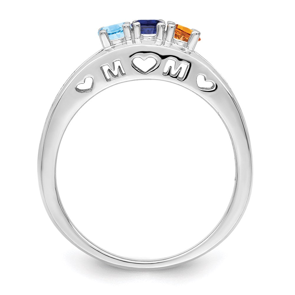 14k White Gold 3mm Synthetic Family Jewelry Ring