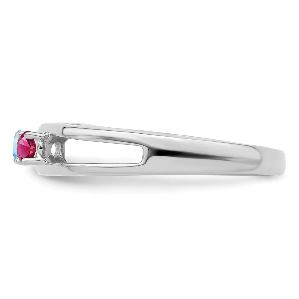 14k White Gold 3mm Synthetic Family Jewelry Ring