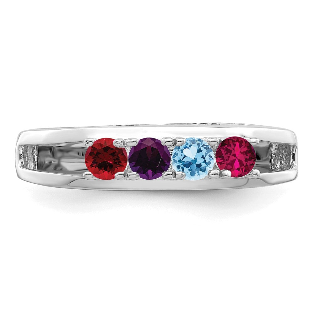 14k White Gold 3mm Synthetic Family Jewelry Ring