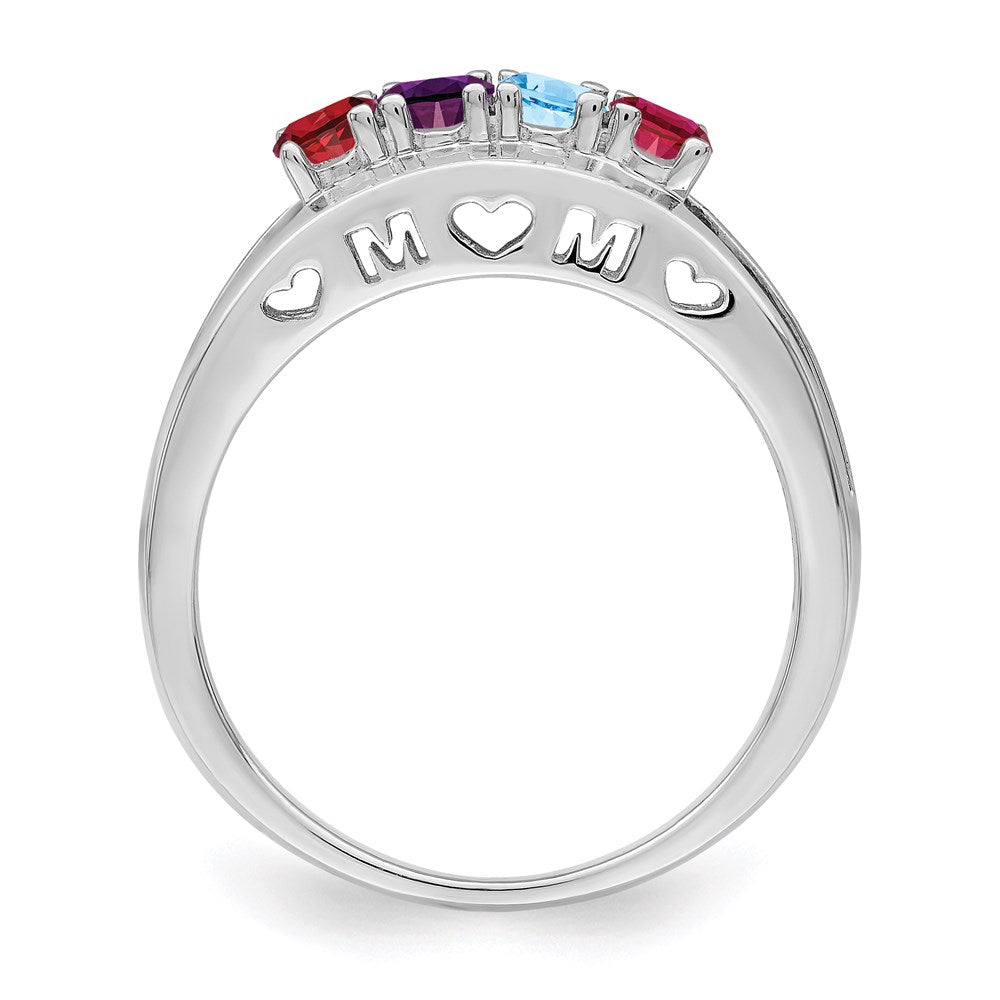 14k White Gold 3mm Synthetic Family Jewelry Ring