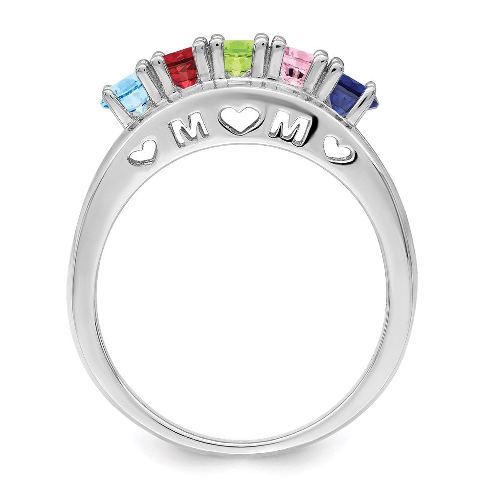 14k White Gold 3mm Synthetic Family Jewelry Ring
