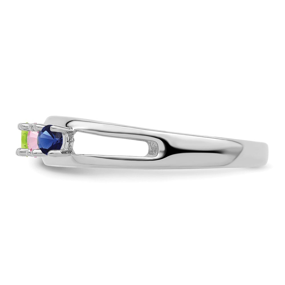 14k White Gold 3mm Synthetic Family Jewelry Ring