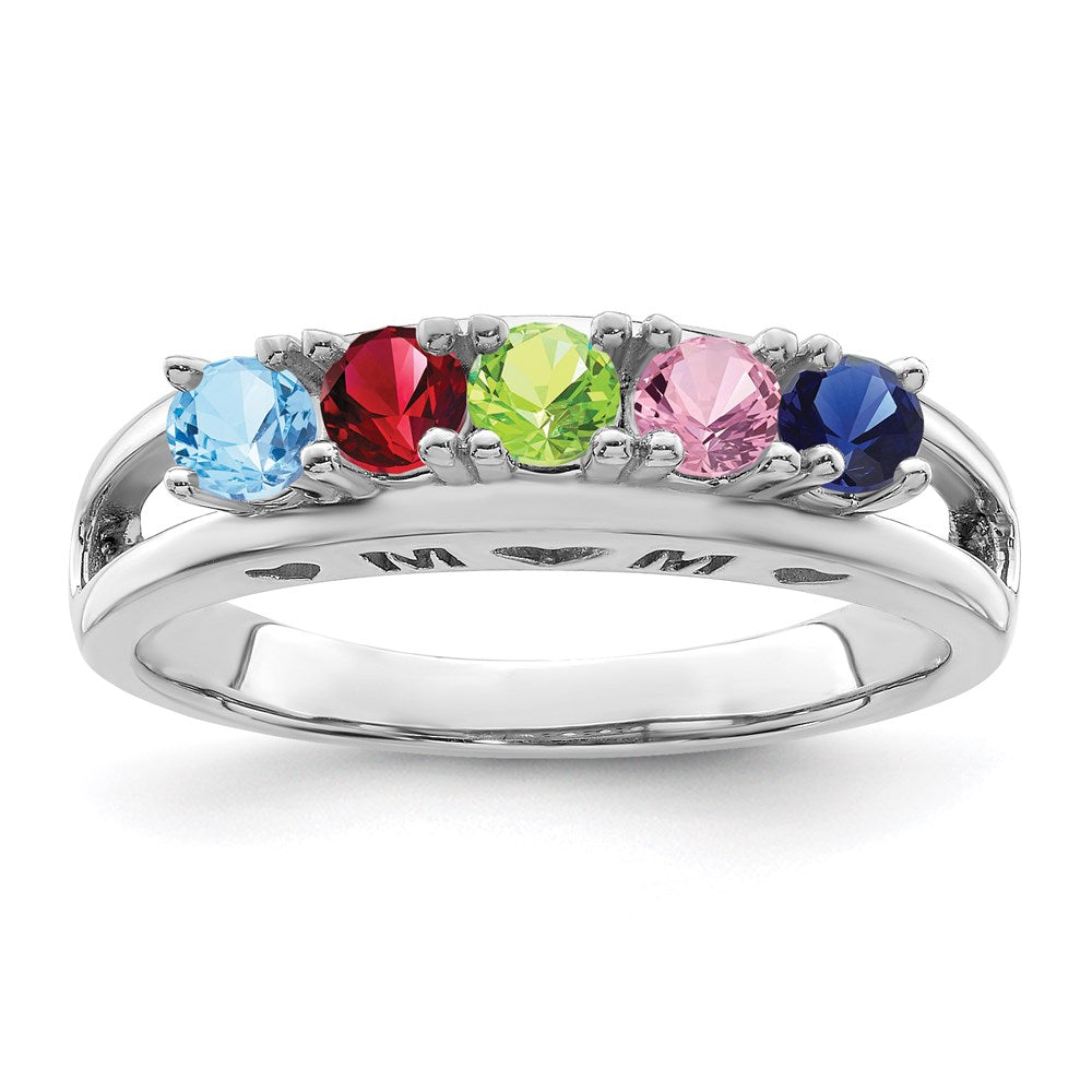 14k White Gold 3mm Synthetic Family Jewelry Ring