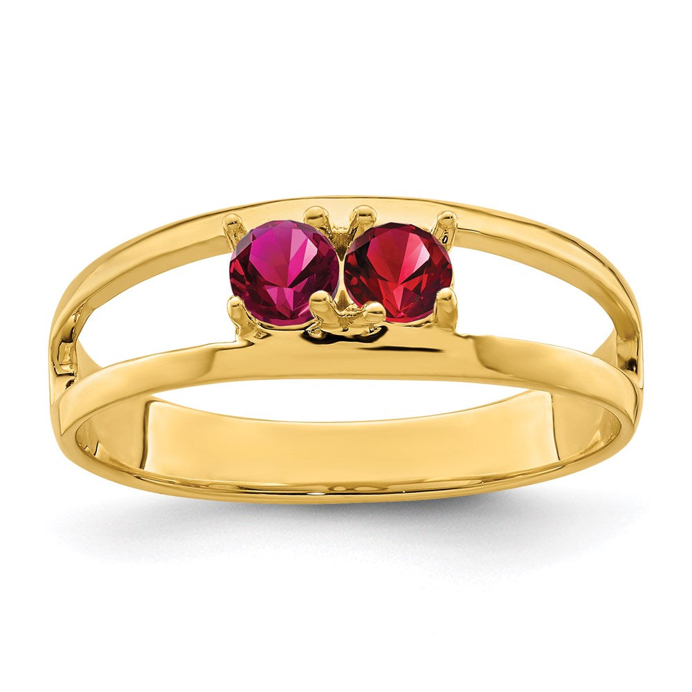 14k Genuine 2 Stone Mother's Ring