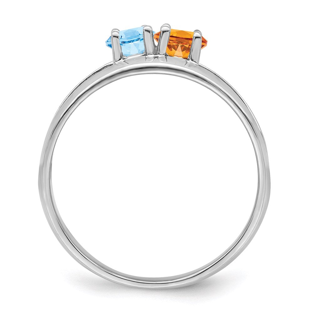 14k White Gold Genuine 2 Stone Mother's Ring