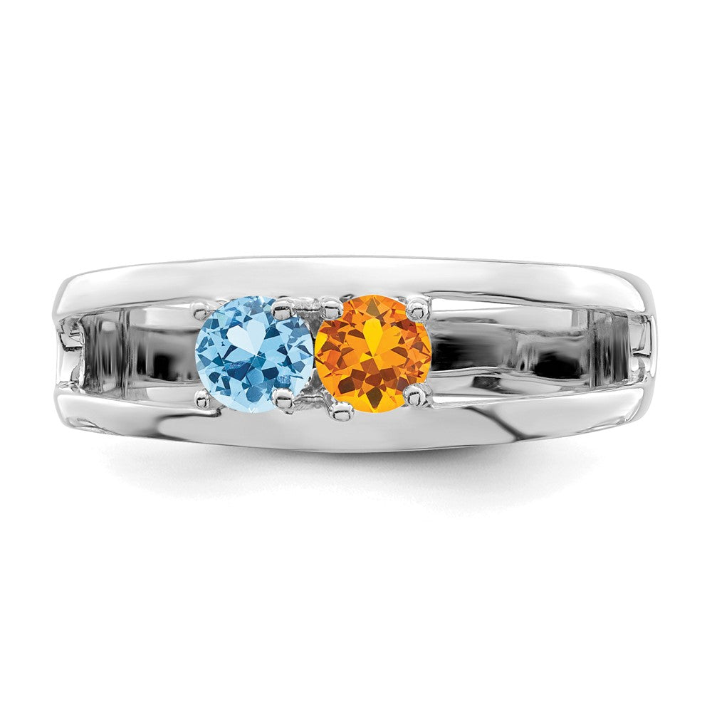 14k White Gold Genuine 2 Stone Mother's Ring