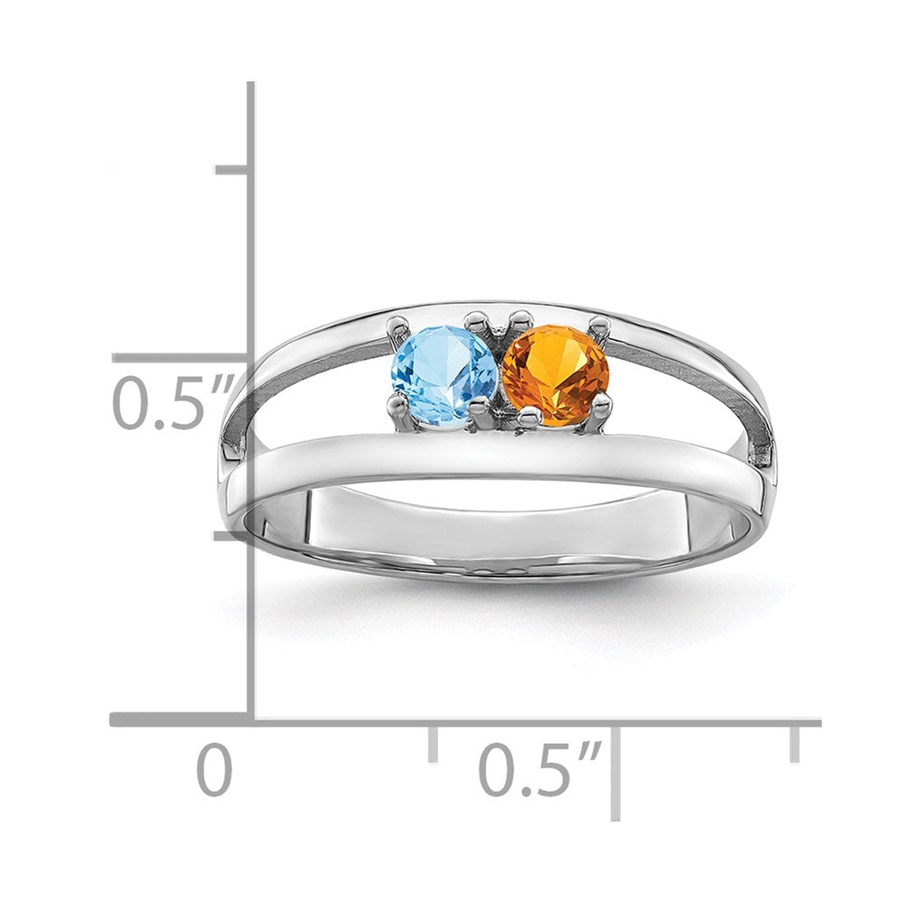 14k White Gold Synthetic Family Jewelry Ring