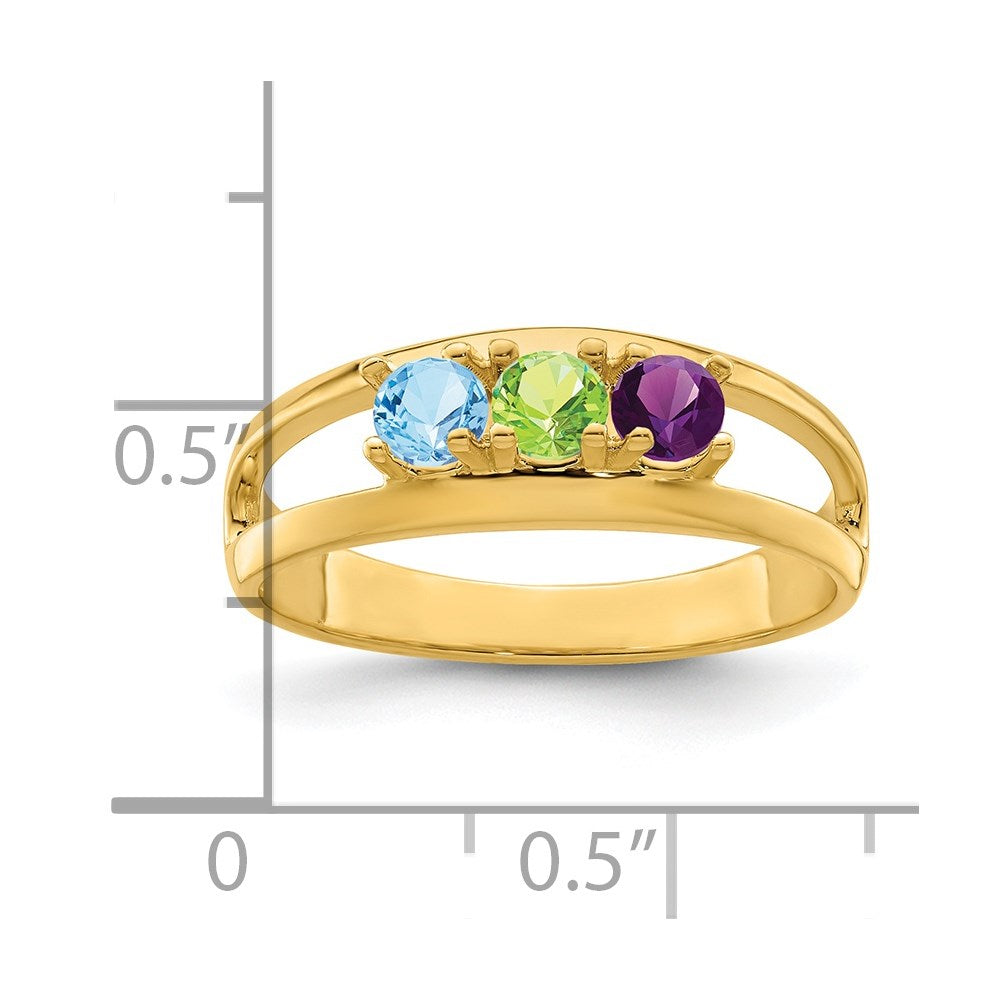 14k Genuine 3 Stone Mother's Ring