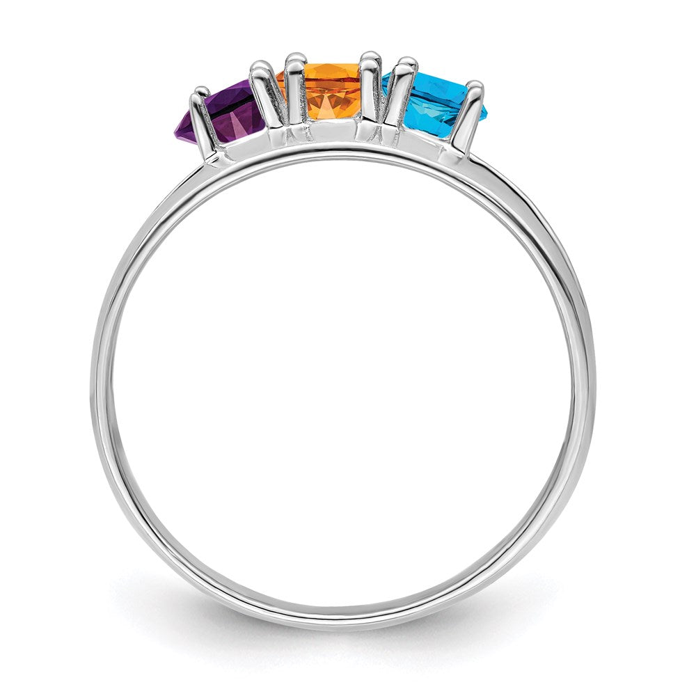 14k White Gold Genuine 3 Stone Mother's Ring