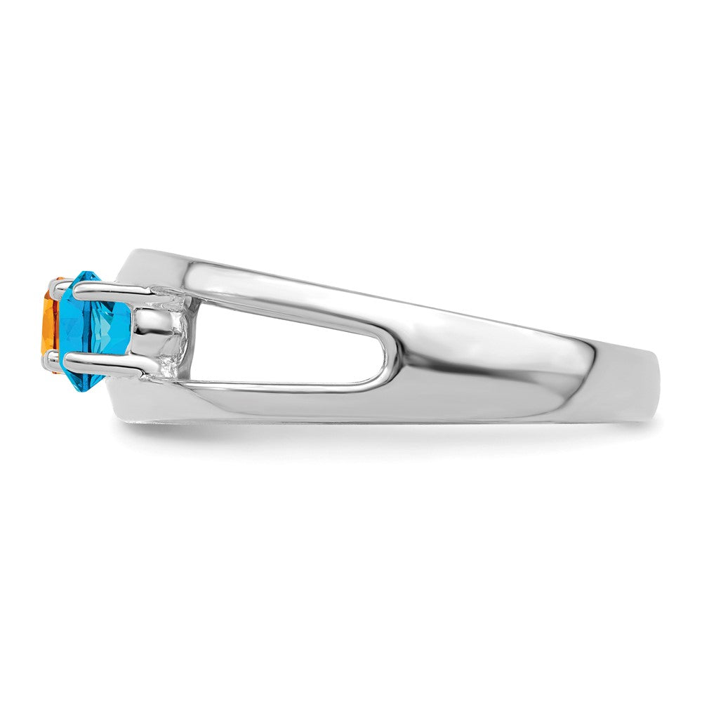 14k White Gold Polished 3-Stone Mothers Ring Mounting