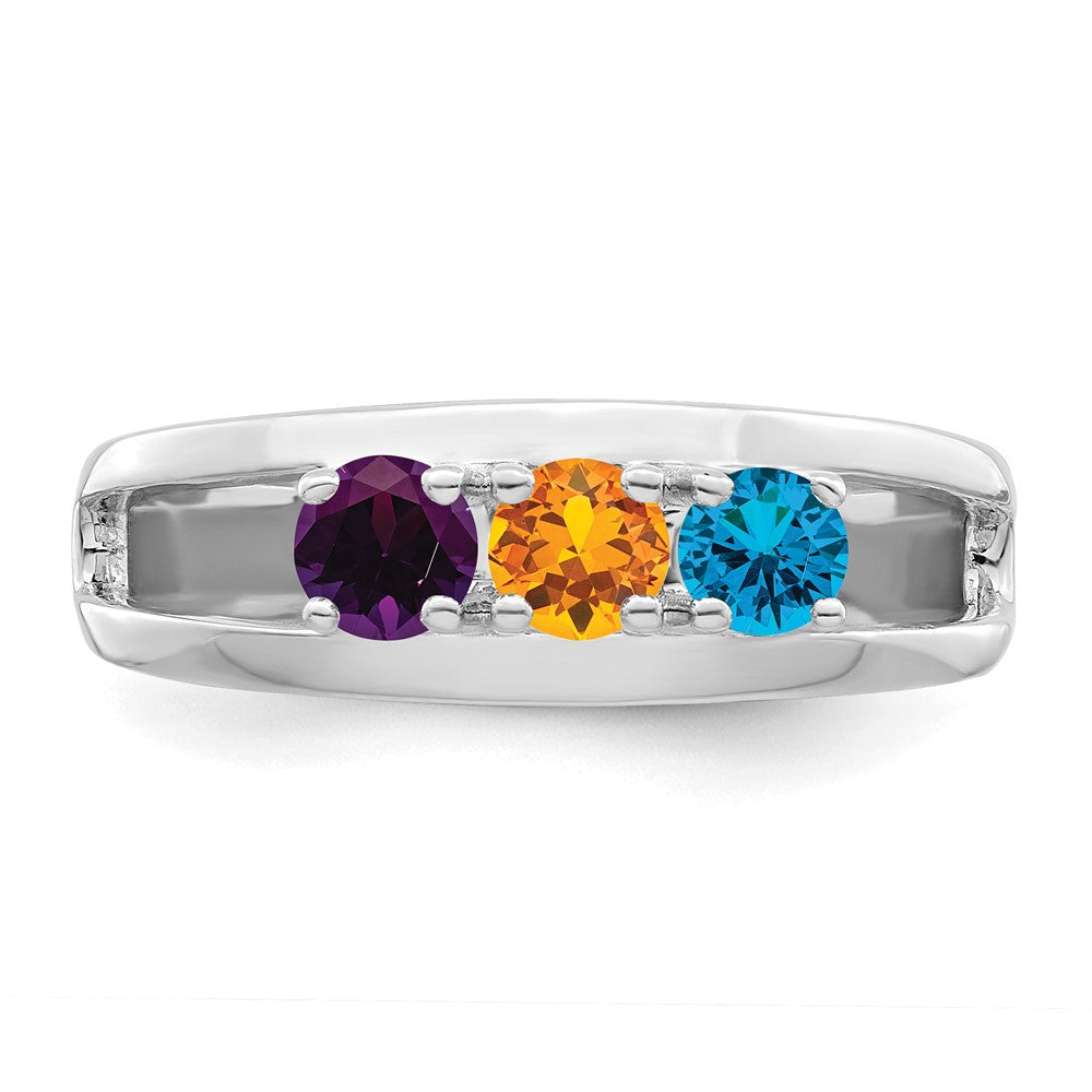 14k White Gold Synthetic Family Jewelry Ring