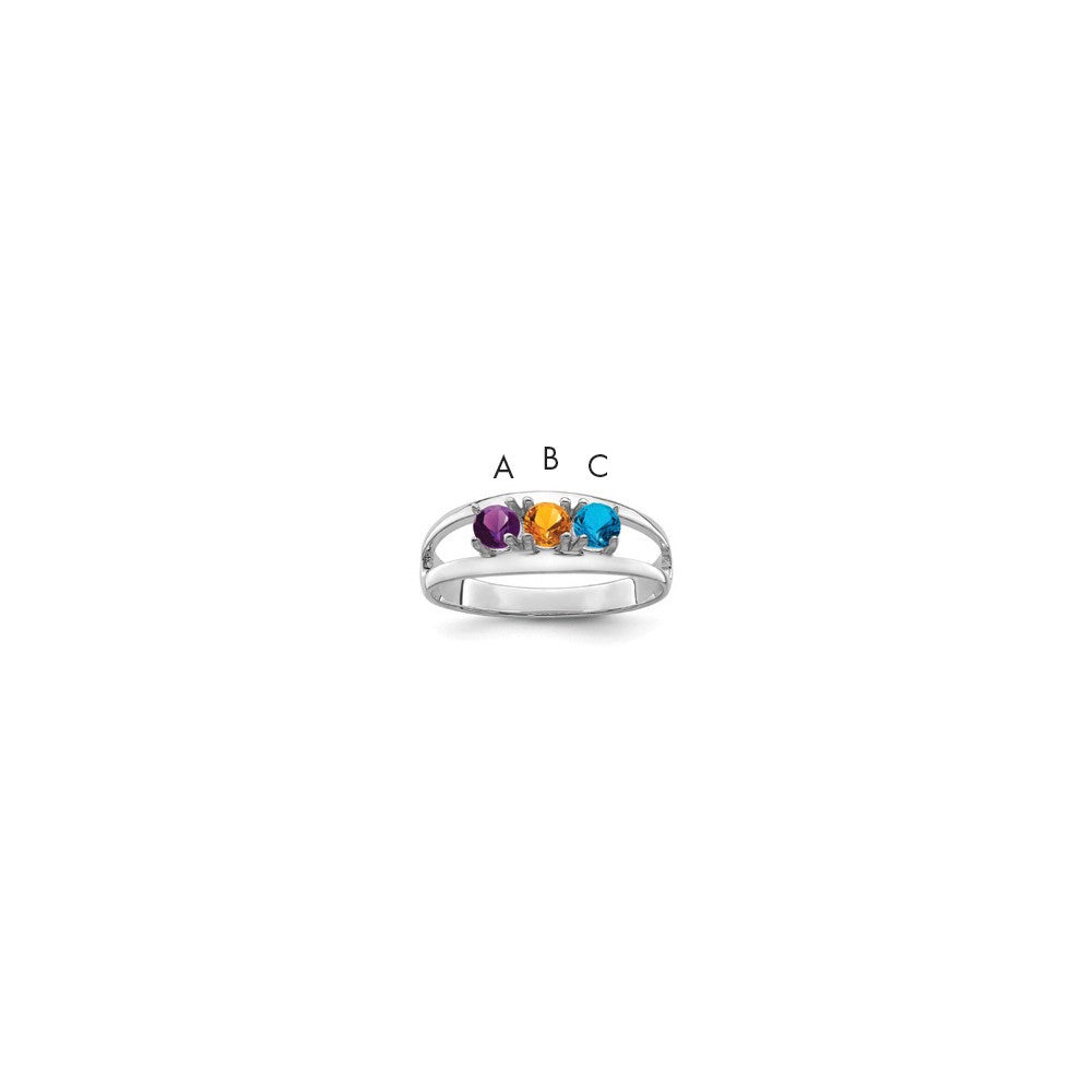 14k White Gold Synthetic Family Jewelry Ring
