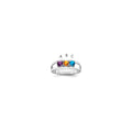 14k White Gold Genuine 3 Stone Mother's Ring