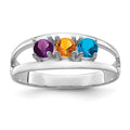 14k White Gold Polished 3-Stone Mothers Ring Mounting
