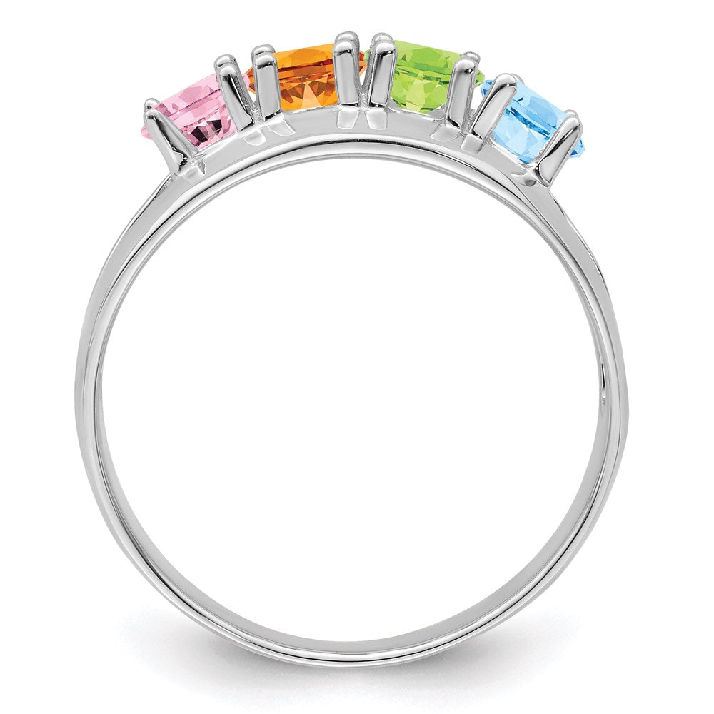 14k White Gold Synthetic Family Jewelry Ring