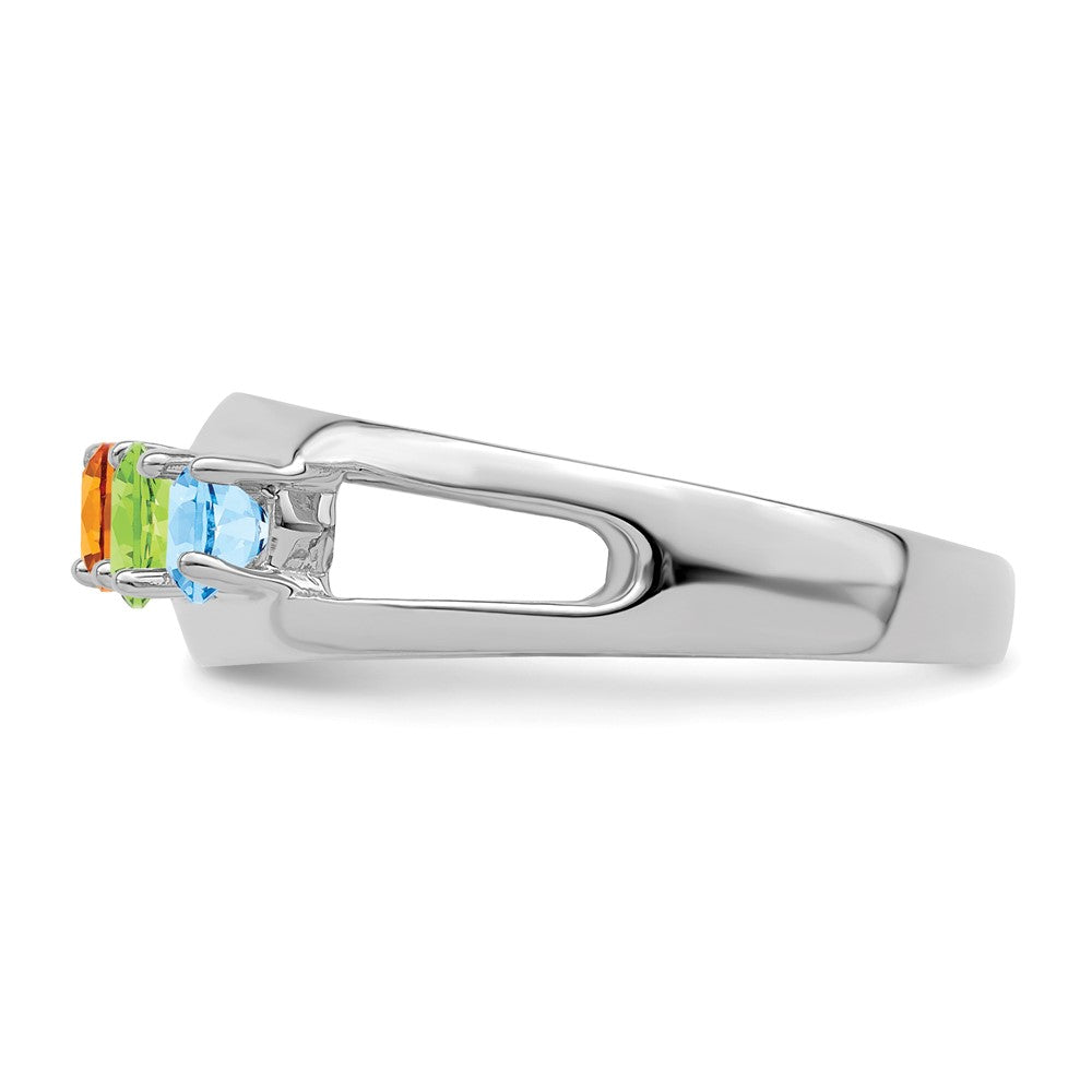 14k White Gold Genuine 4 Stone Mother's Ring