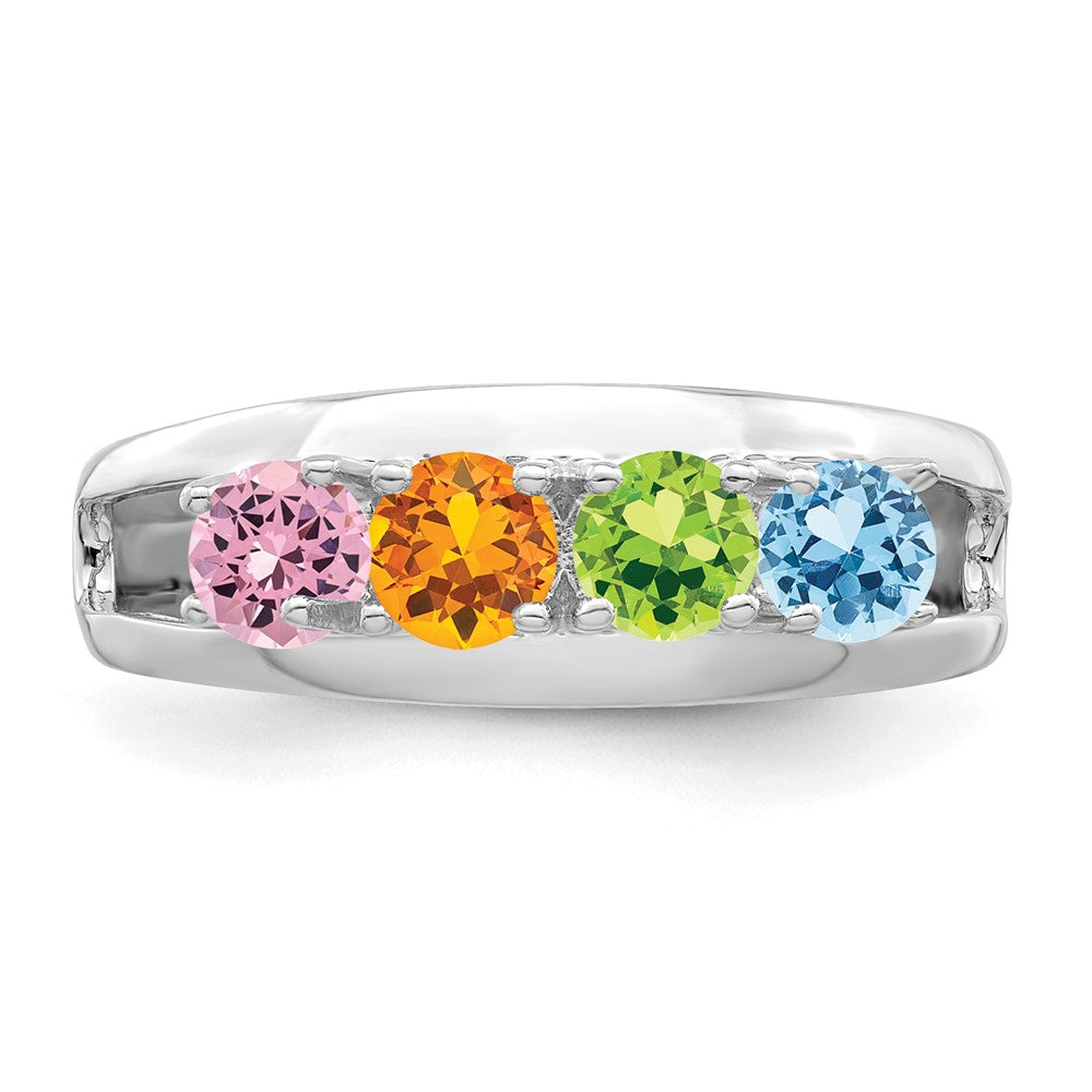 14k White Gold Genuine 4 Stone Mother's Ring
