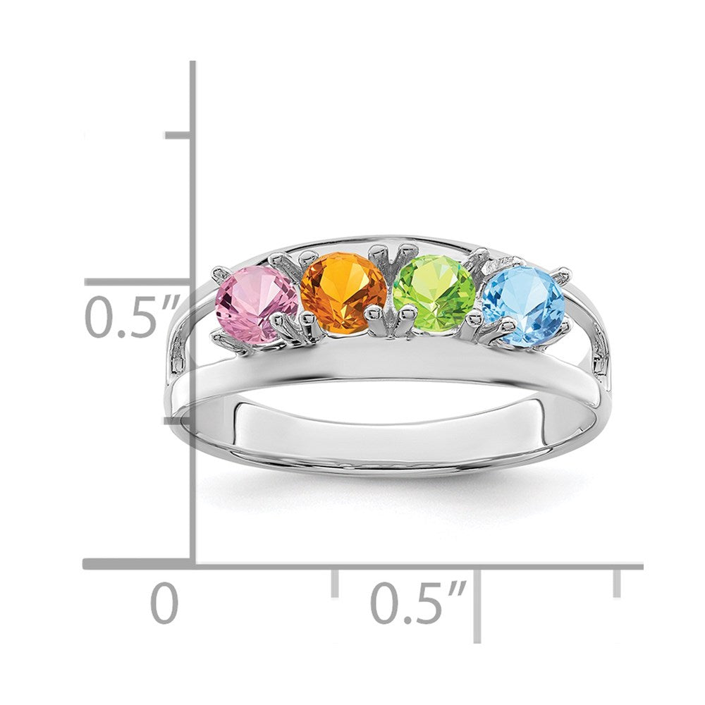 14k White Gold Synthetic Family Jewelry Ring