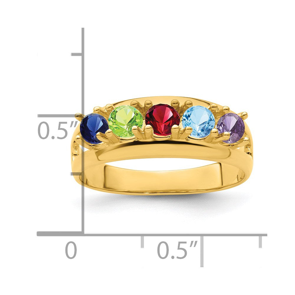 14k Genuine 5 Stone Mother's Ring