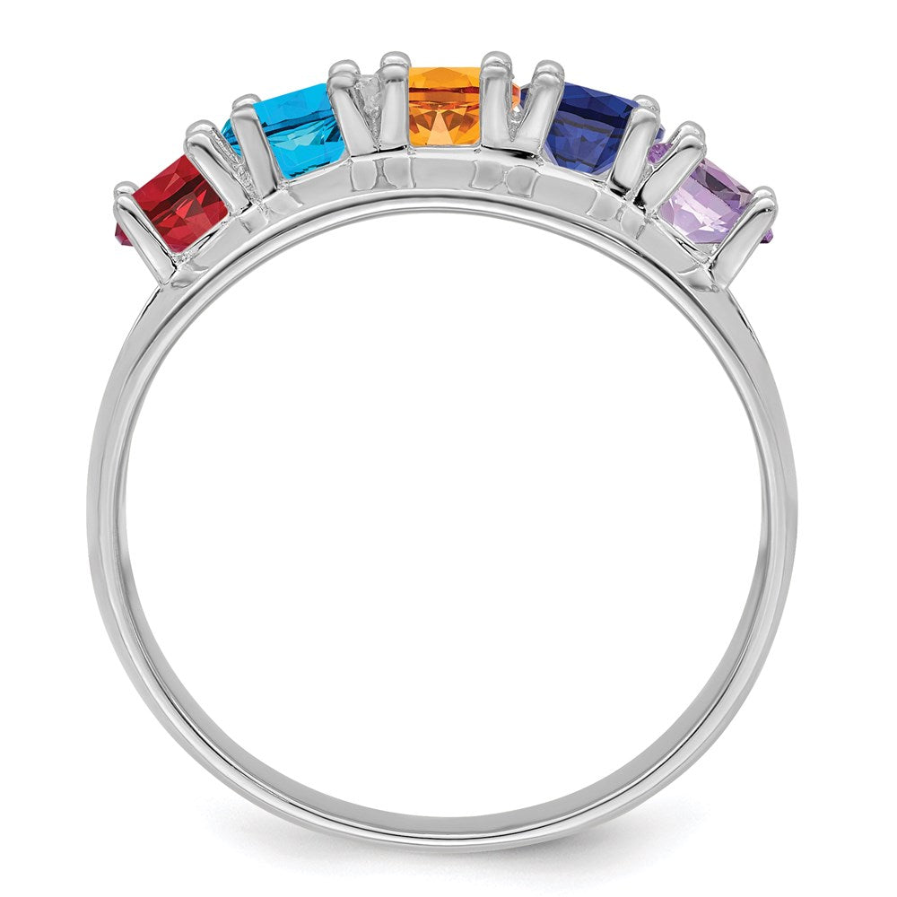 14k White Gold Genuine 5 Stone Mother's Ring