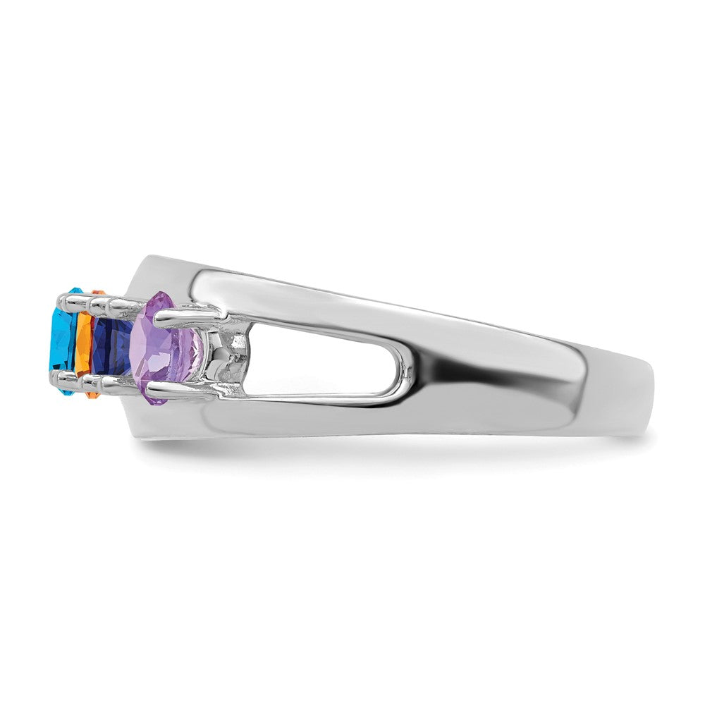 14k White Gold Synthetic Family Jewelry Ring