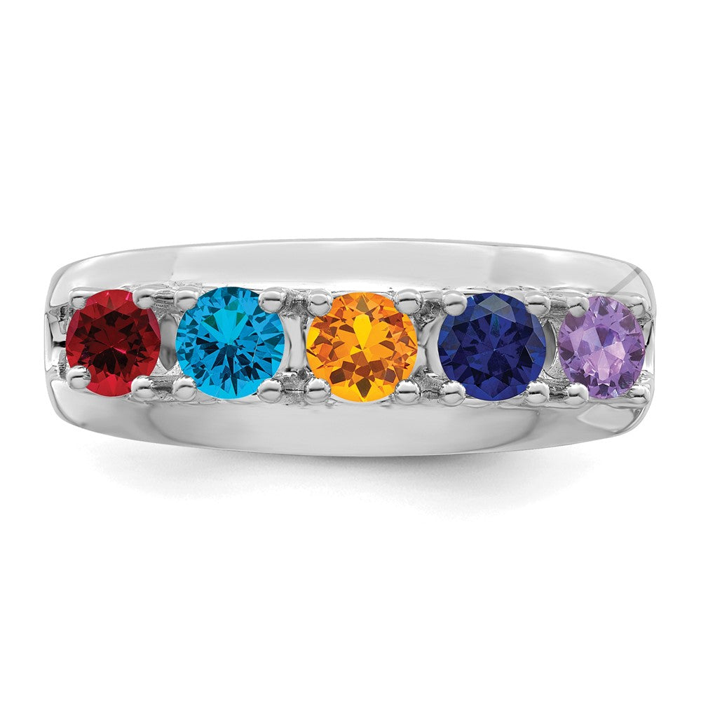 14k White Gold Synthetic Family Jewelry Ring