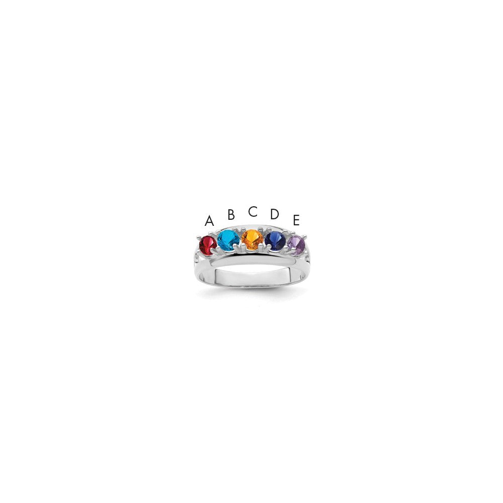 14k White Gold Synthetic Family Jewelry Ring