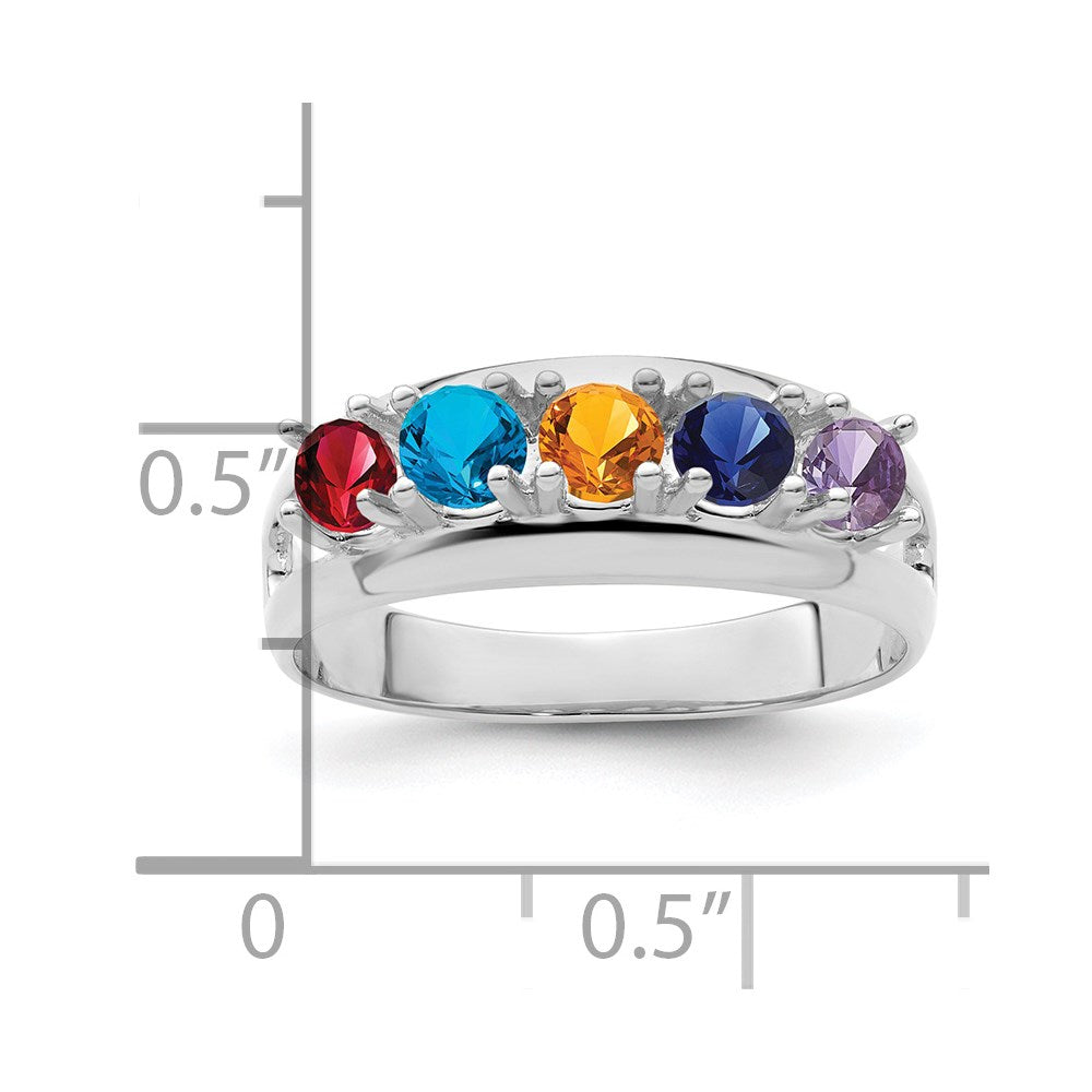 14k White Gold Synthetic Family Jewelry Ring